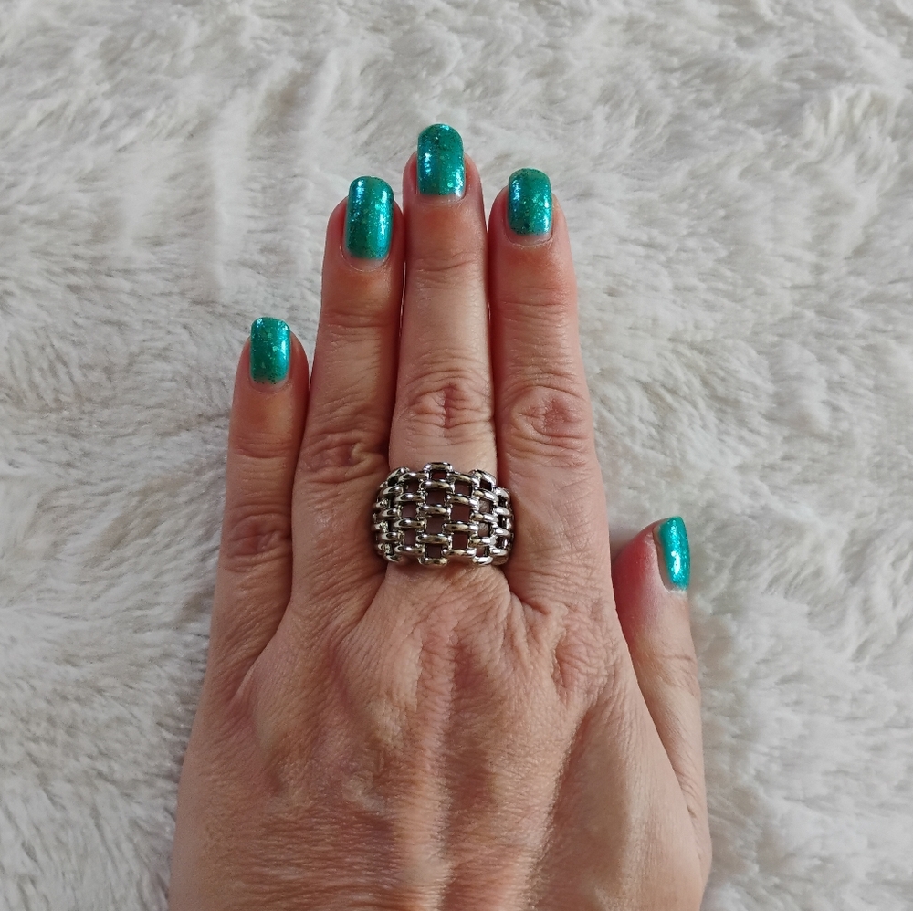 Stainless Steel Basket Weave Ring